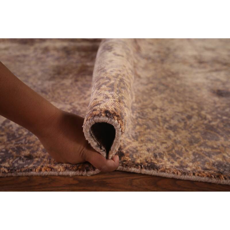 Abstract Indian Area Rug Hand-Knotted Wool Carpet - 8'2"x 11'5"