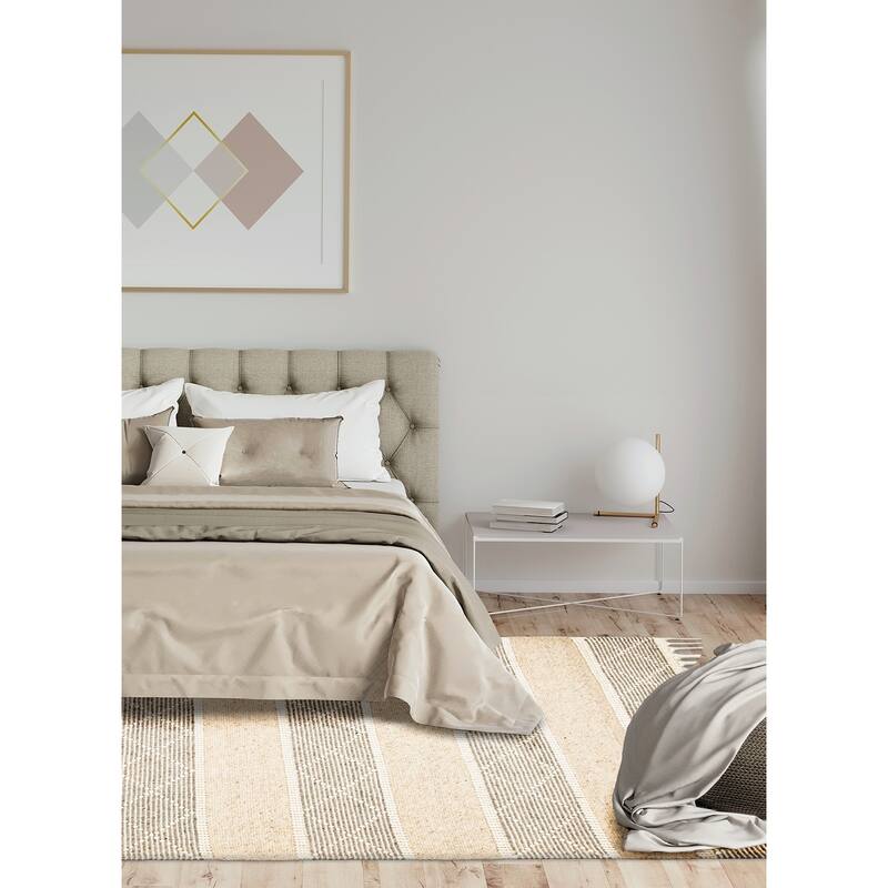 ECARPETGALLERY Braid weave Sienna Beige Wool Rug - 5'3 x 8'0