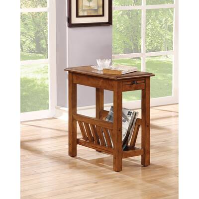 Warm Honey Brown Wooden Magazine Rack Side Table - 23