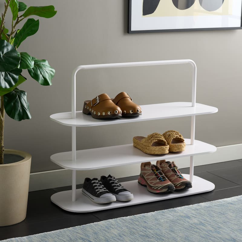 SAFAVIEH Home Jordan 3 Tier Metal Shoe Rack - 34"W x 13"D x 26"H