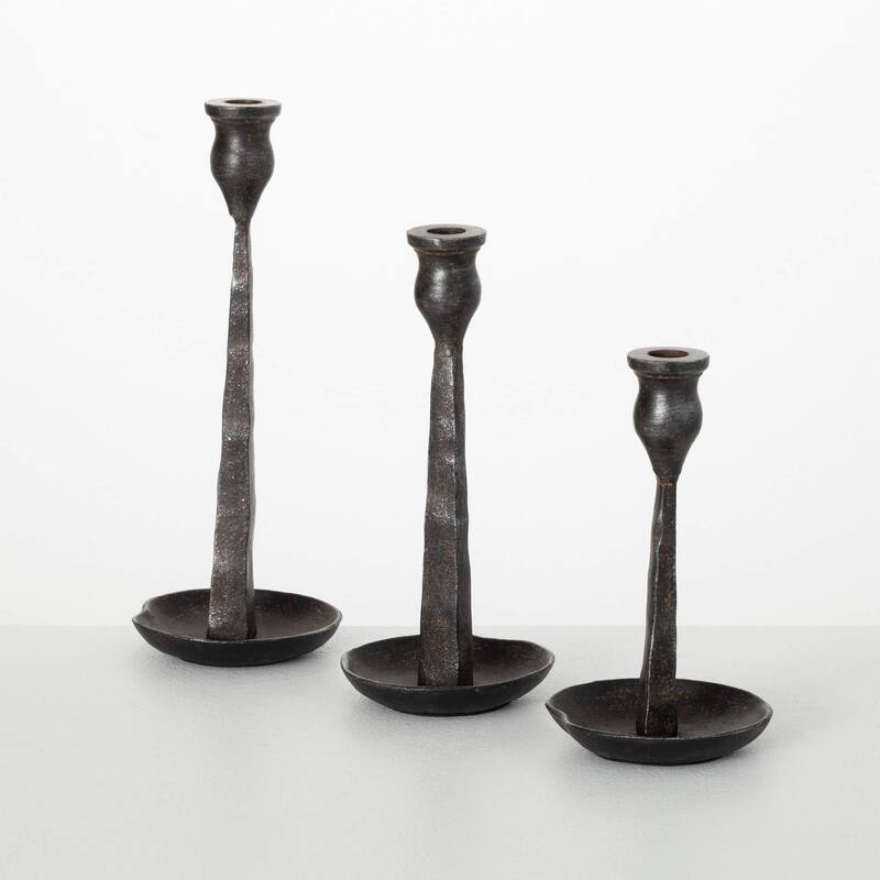 Sullivans 12.75", 10.75" & 8.75" Sleek Black Candle Holder Set of 3, Metal - Black