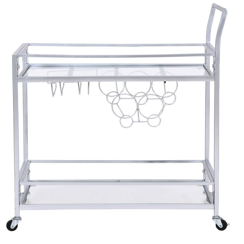FirsTime & Co. Francesca Bar Cart, Metal Frame, Wood/Glass Top