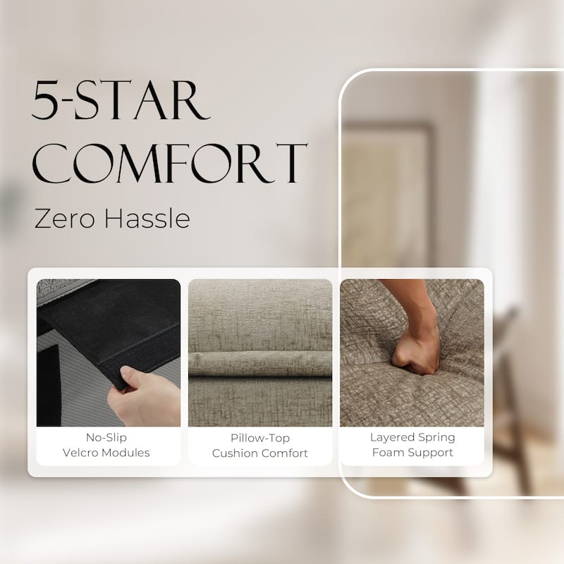 147.9'' W U-Shaped Modular Sectional Sofa Comfy Cloud Couch Chenille Sofa
