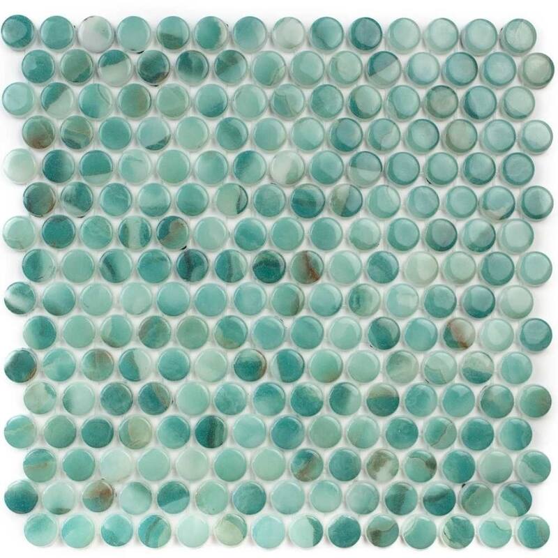 The Tile Life Eterna Penny 12x12 Kena Round Glass Mosaic Floor, Wall & Backsplash Tile
