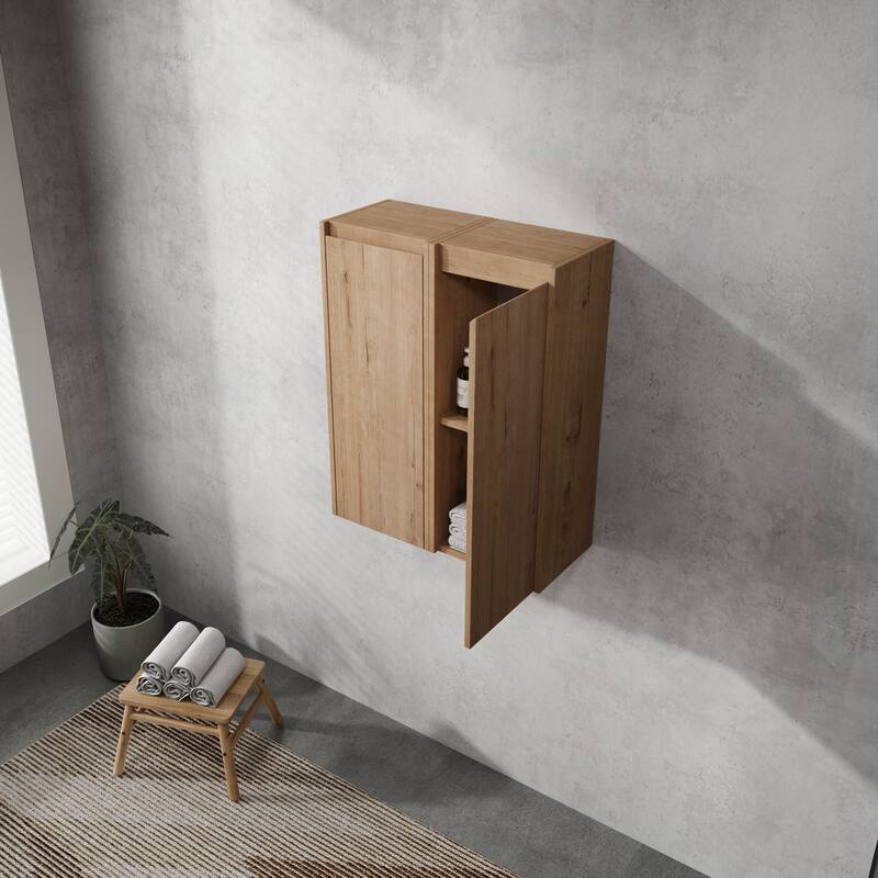 Featured Wooden Side Cabinet Medicine Cabinet with Shelf, Wall Mounted Toilet Paper Cabinet with 2 Doors