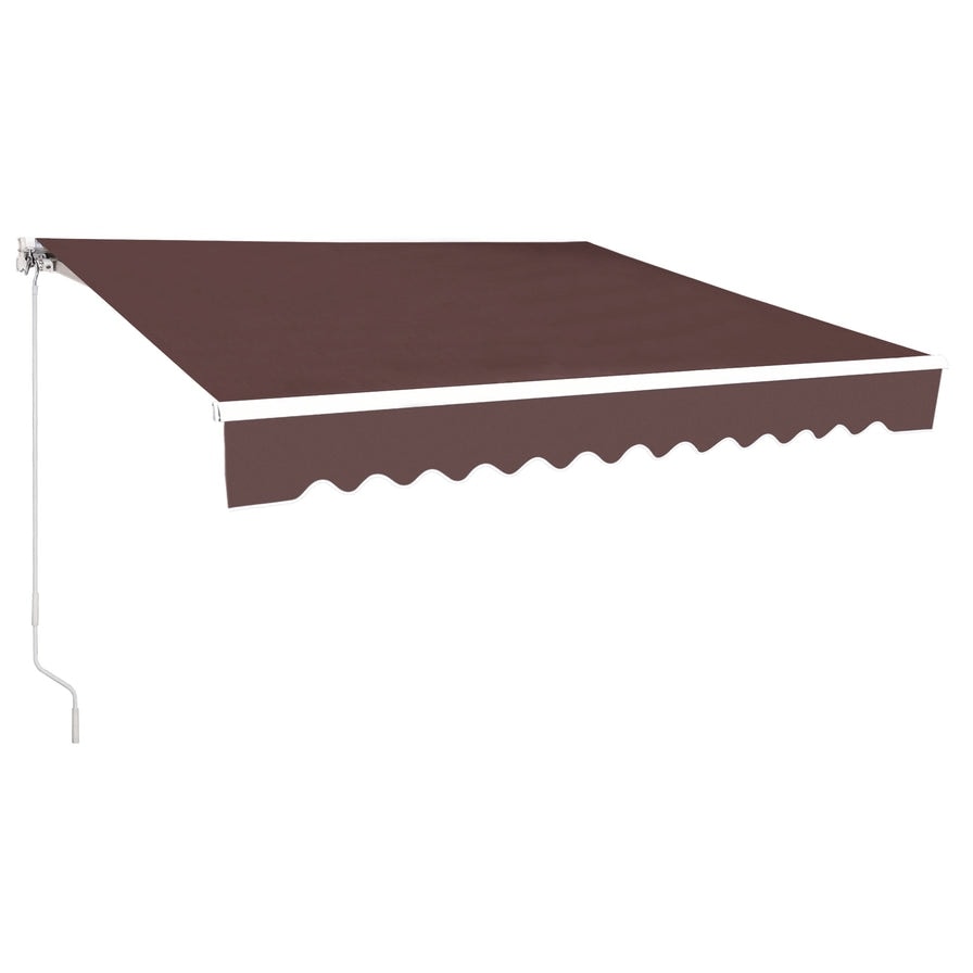 MCombo 10x8 FT Manual Retractable Patio Awning With Polyester Canopy ...