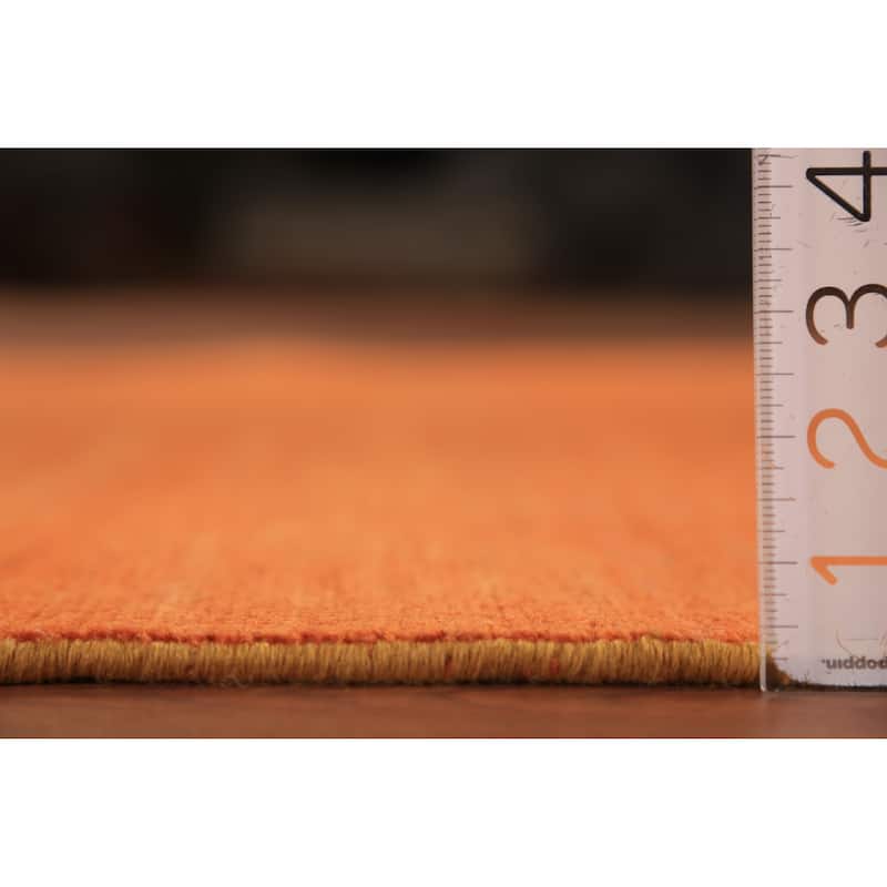 Orange Gabbeh Modern Rug Handmade Oriental Solid Wool Carpet - 3'10" x 5'9"