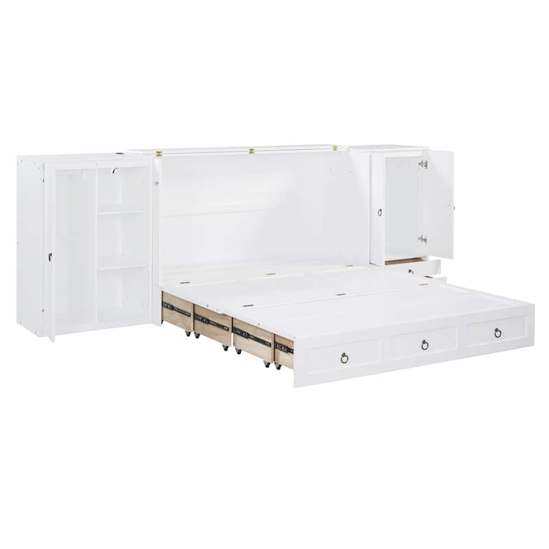Queen Murphy Bed with USB, Wardrobes, Drawers
