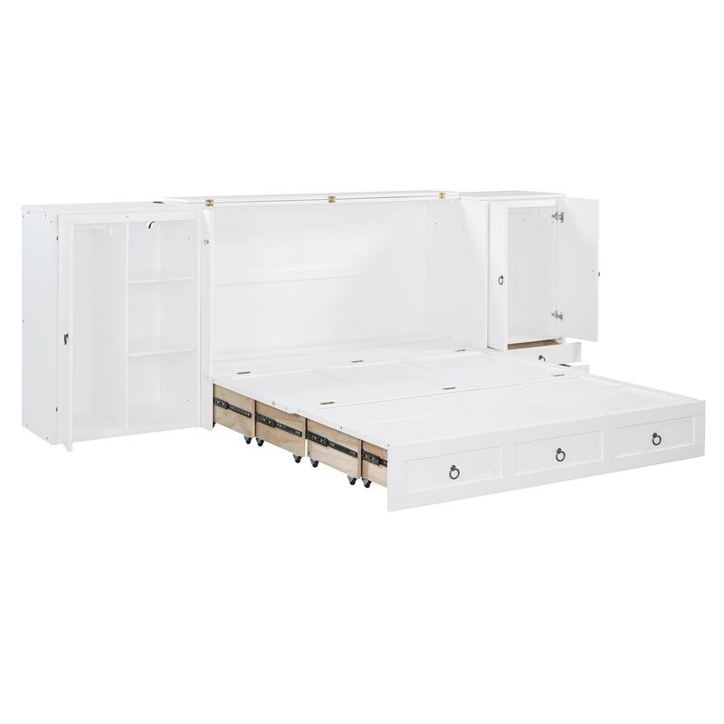 Queen Size Murphy Bed with USB Port, Little Wardrobes and Drawers