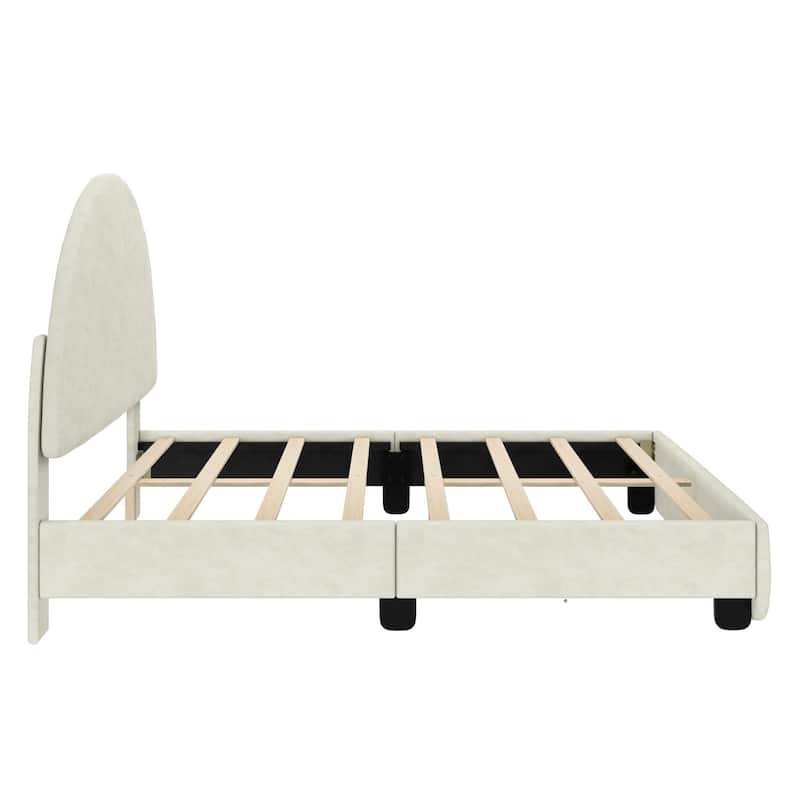 Max and Lily Full-Size Upholstered Bed with Arched Headboard