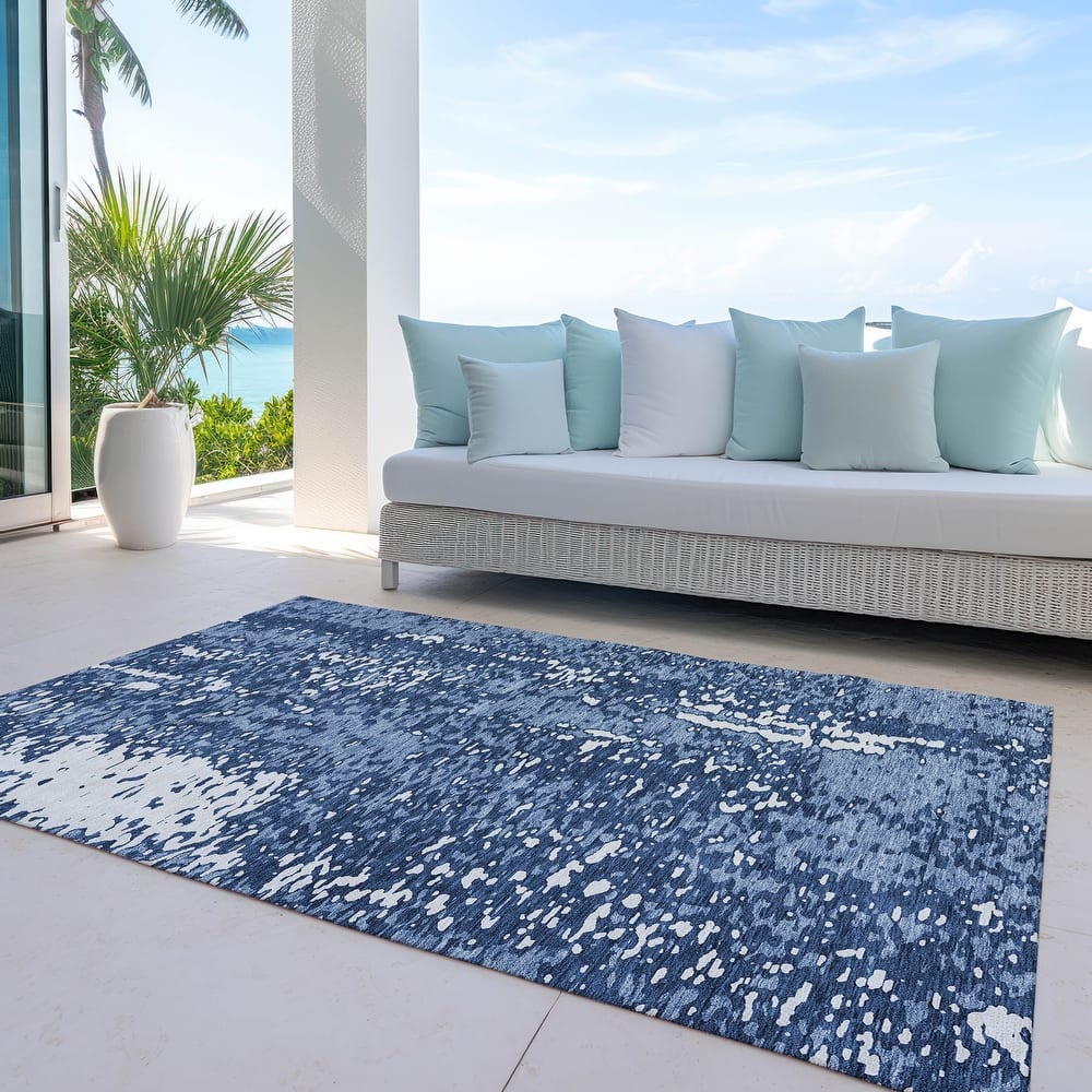 Machine Washable Indoor/ Outdoor Modern Abstract Chantille Rug