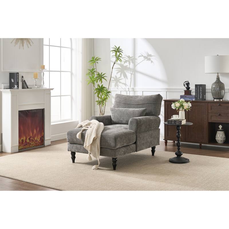 Modern Chaise Lounge , Upholstered Indoor Leisure Sofa Recliner, Chair Sleeper for Bedroom, Living Room, Study Room, Office - Grey