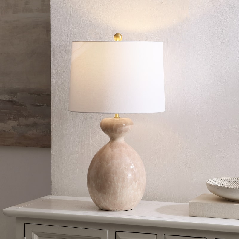SAFAVIEH Couture Marialla, 25-inch, Ceramic Table Lamp - 14"W x 14"D x 25"H - Ivory