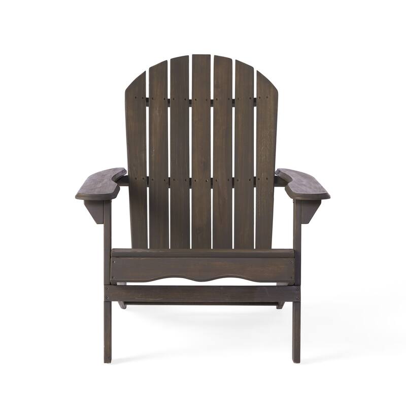 Libo Outdoor Adirondack Chair, Taupe Gray Acacia Wood, Slat Panels