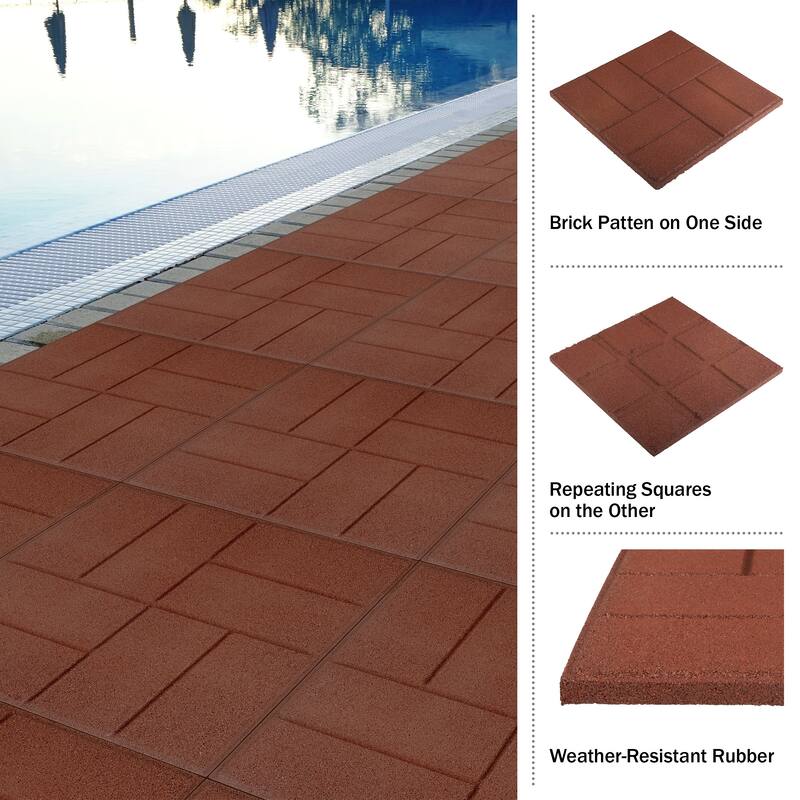 Pure Garden Rubber Deck Tiles 8-Pack - 28SQFT Outdoor Flooring Pavers