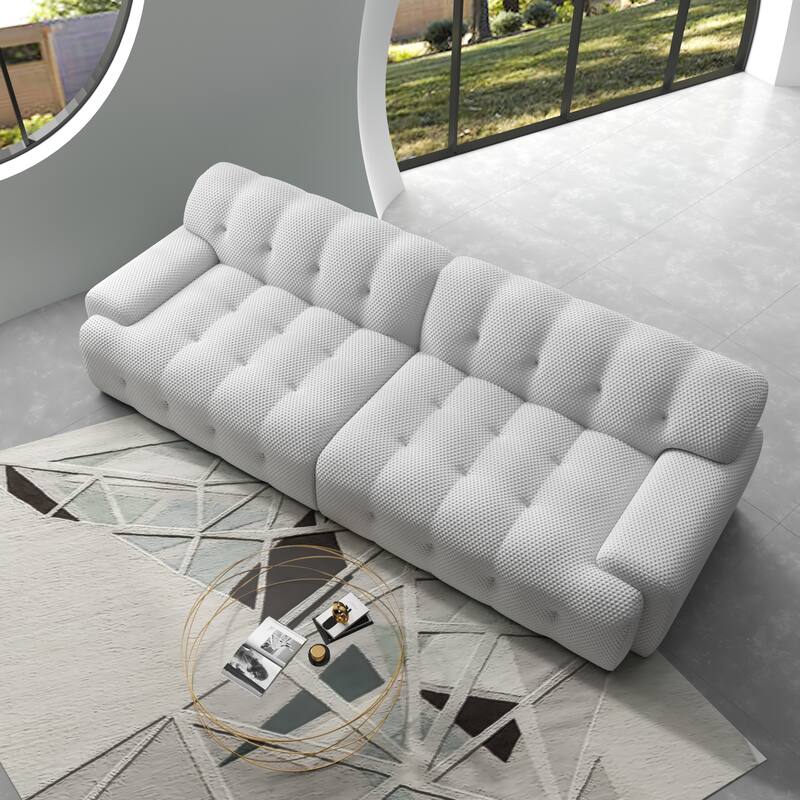 Modern Loveseat Sofa, Luxury 102.4″ Large Size 3 Seater Couch, Comfy Sectional Cloud Sofa Couches for Living Room, Bedroom - Light Grey