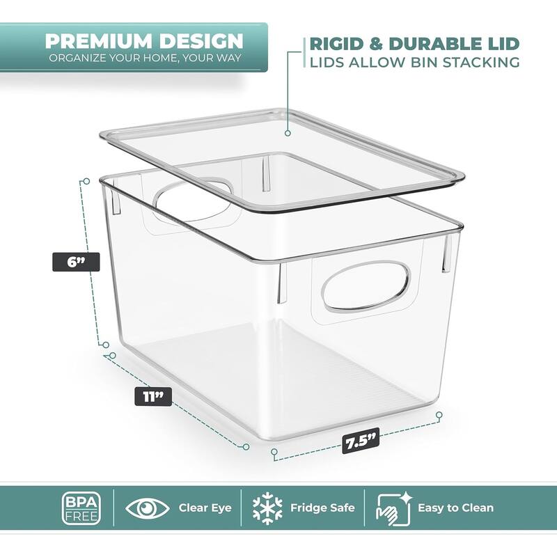 Sorbus Large Storage Clear Containers with Lids Toy Bins and Organizers - 8 Pk