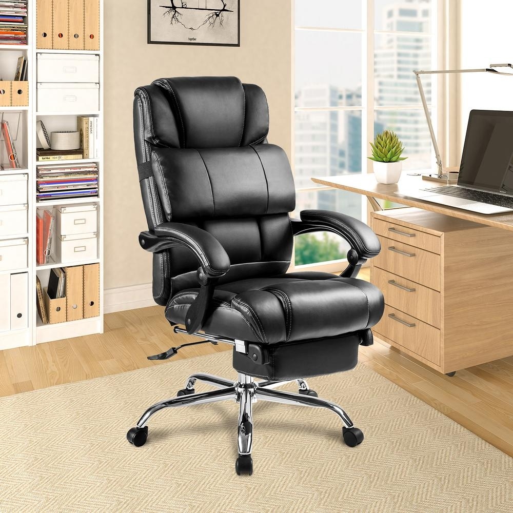 ergonomic pu leather big and tall office chair with footrest