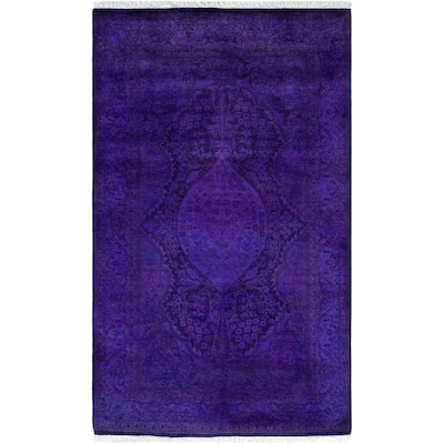 Overdyed One-of-a-Kind Hand-Knotted Area Rug - Purple - 3' 1" x 5' 2"