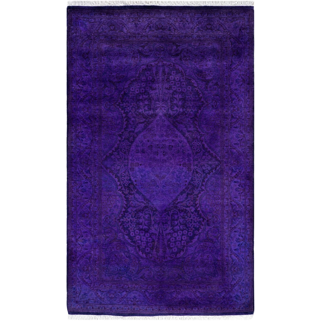 Overdyed One-of-a-Kind Hand-Knotted Area Rug - Purple - 3' 1" x 5' 2"