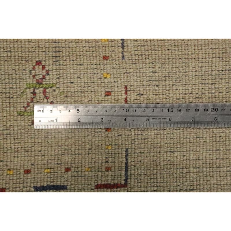 Hand Knotted Oriental 100% Wool Carpet Tribal Animal Pictorial Beige & Ivories Gabbeh Area Rug - 7' 11'' X 7' 9''