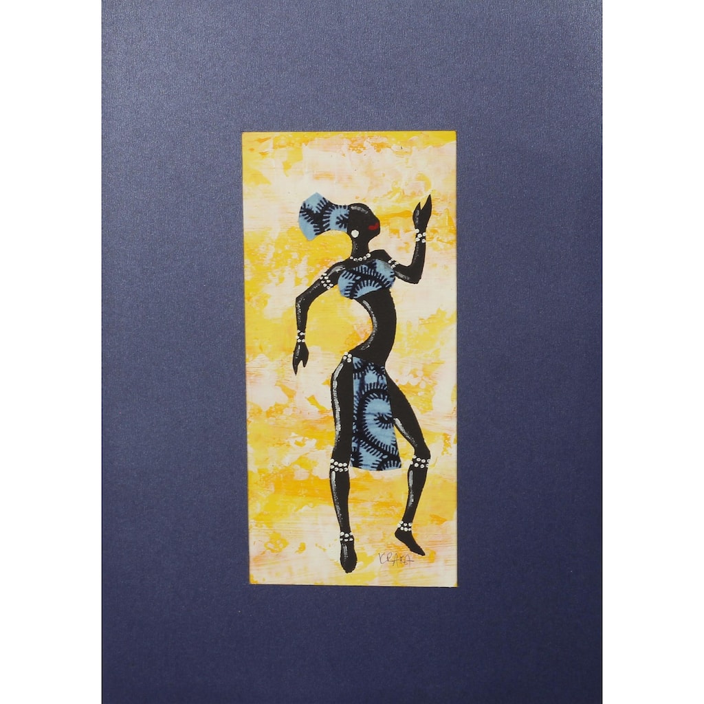 Novica Handmade Yellow Signed Painting Of A Dancing Woman