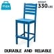 preview thumbnail 5 of 4, FurnitureR 3-Piece HDPE Outdoor Bar Table Set with 2 High-Back Chairs, Lake Blue