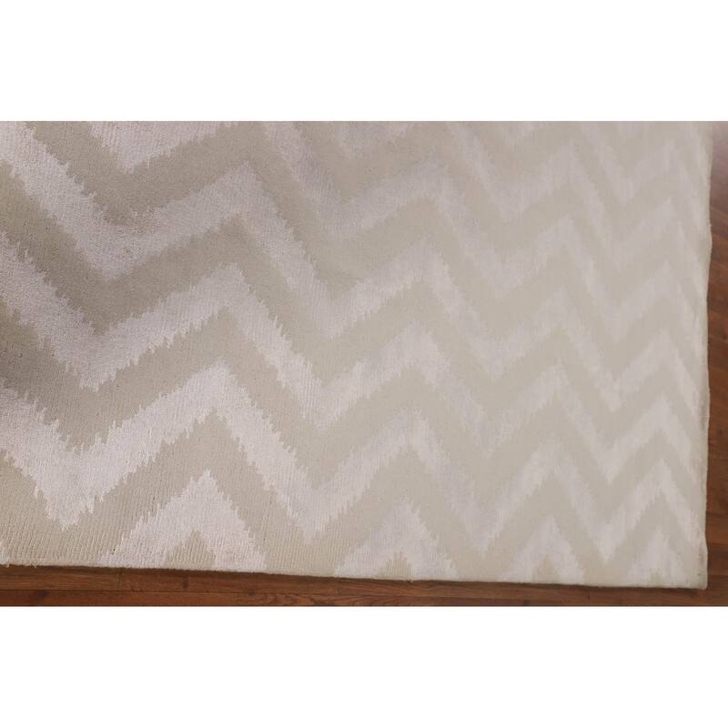 Chevron Style Modern Area Rug Handmade Wool Carpet - 6'1"x 8'10"