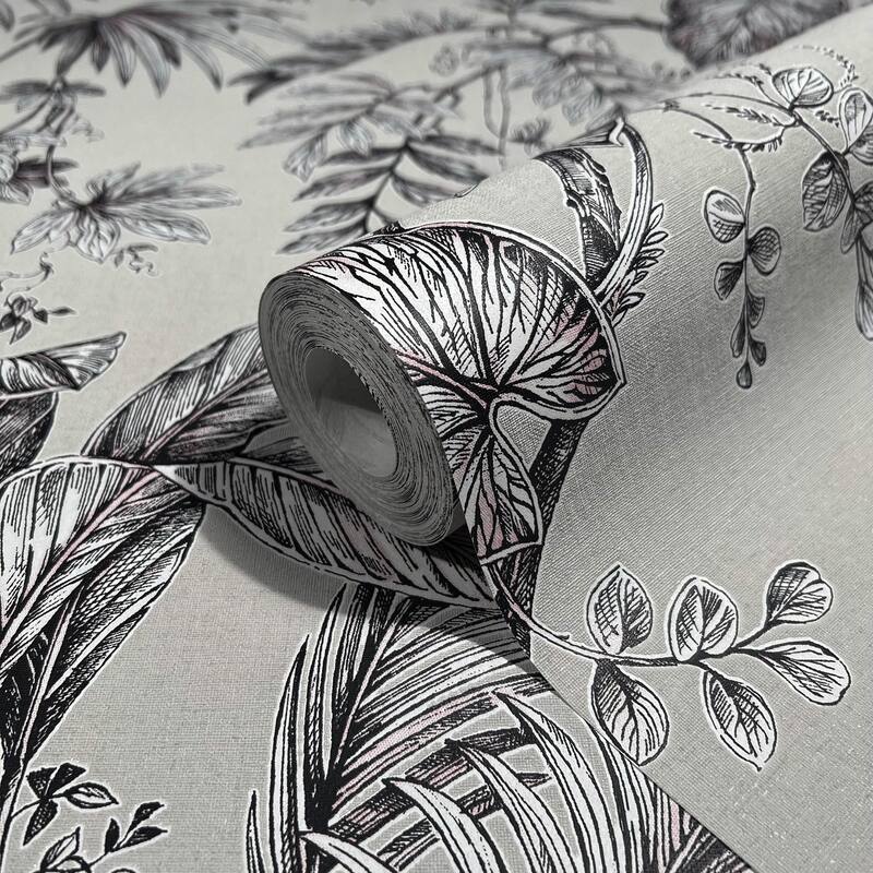 Galerie Wallcoverings Large Palm Leaves And Stems Vinyl on Non-woven Wallpaper Roll