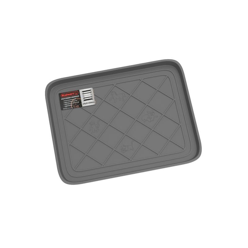 All Weather Boot Tray - Small Water-Resistant Plastic Utility Shoe Mat for Indoor and Outdoor Use by Stalwart (Gray)