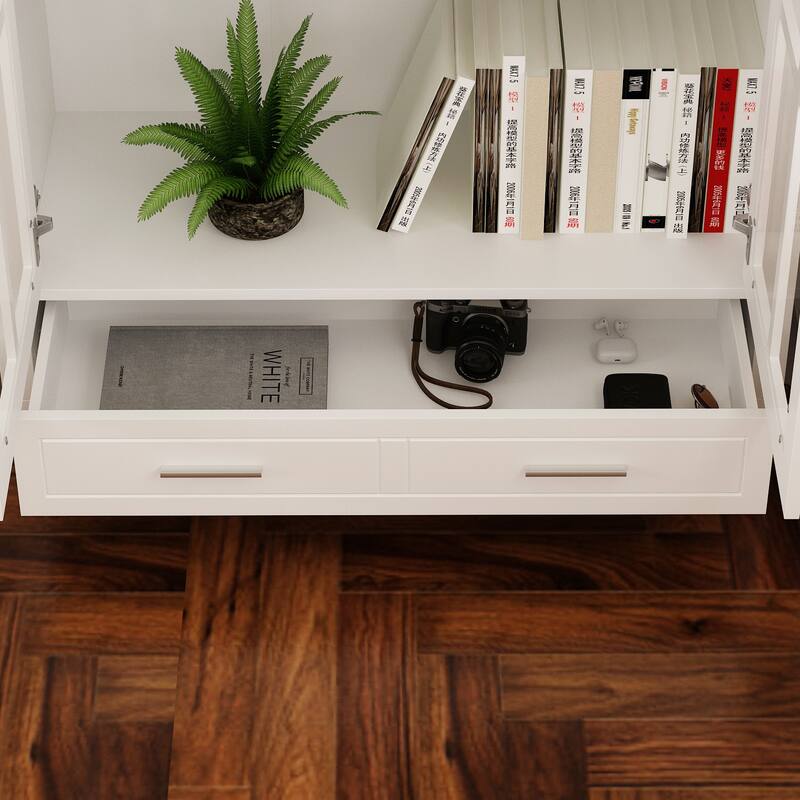 Tall Bookcase Storage Cabinet Pantry Cabinet Wooden Bookshelf Display - 36.2"X70.9"