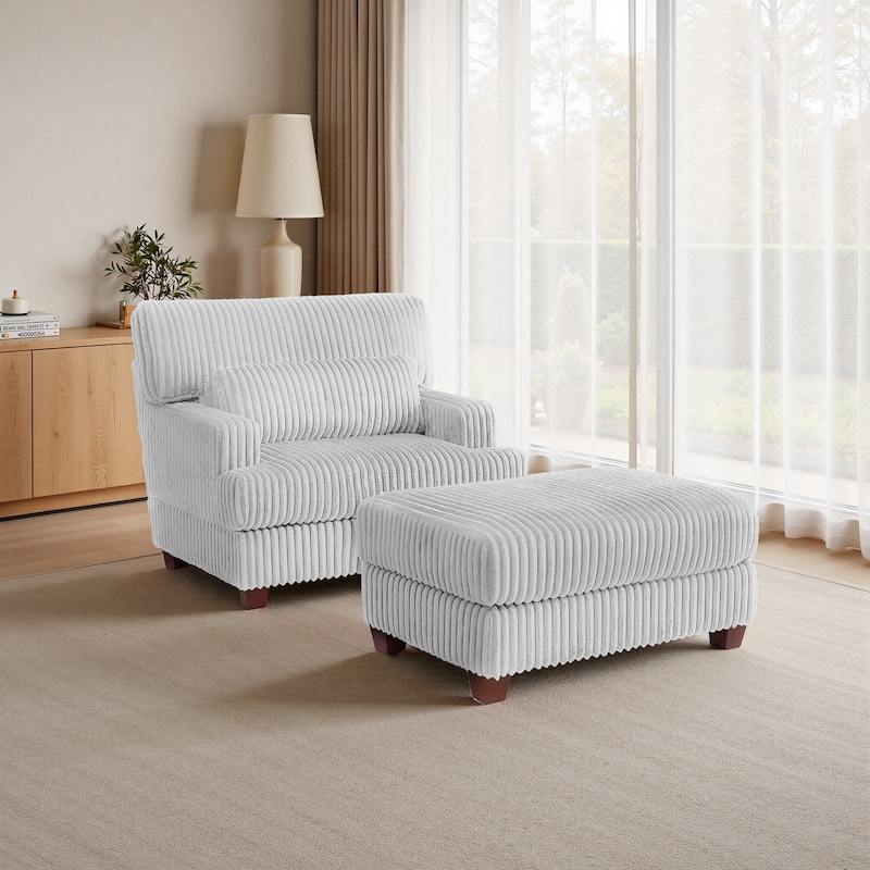 36" W Upholstered Chaise Lounge Oversized Accent Chair with Ottoman