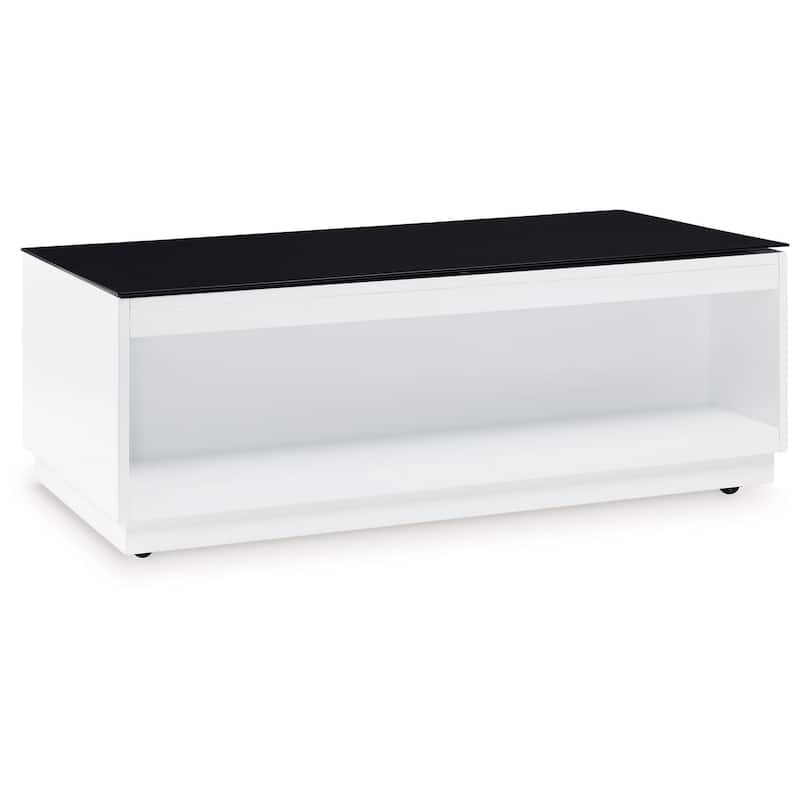 Tonny Cocktail Coffee Table, 2 Drawer, Black Glass, Rectangular White