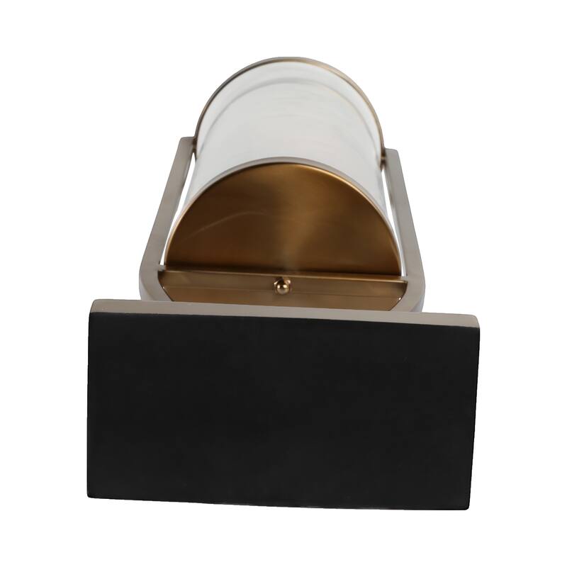 Modern Glass Pillar Candle Holder Decorative Lantern with Steel Frame