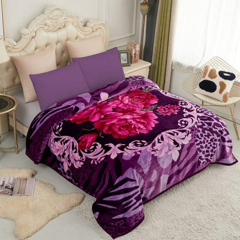 Raschel A&B Printed 2-ply Reversible Korean-style Plush Fleece Blanket