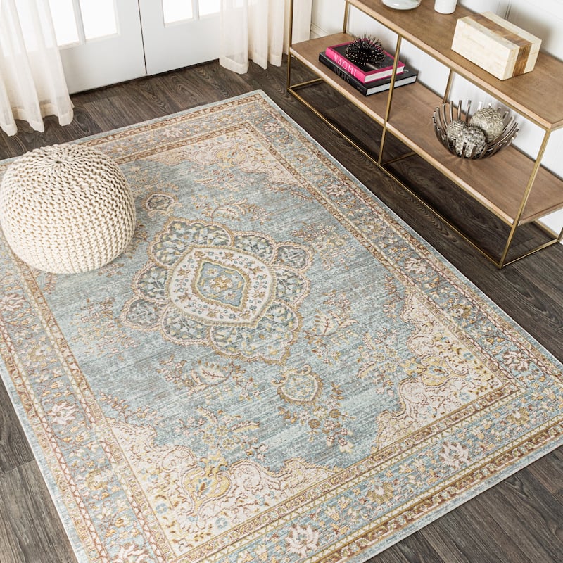 JONATHAN Y Lila Floral Medallion Area Rug