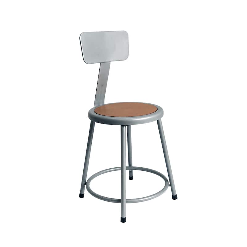 Hampden Furnishings Felix Collection Steel Stool with Backrest, AssemblyReady - Grey - Short