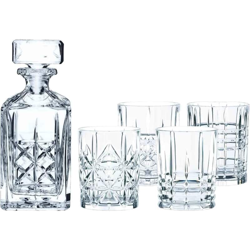 Nachtmann Highland 5-Piece Decanter and Whiskey Glass Set - Decanter 50 ML Tumblers 12 oz - Decanter 50 ML Tumblers 12 oz