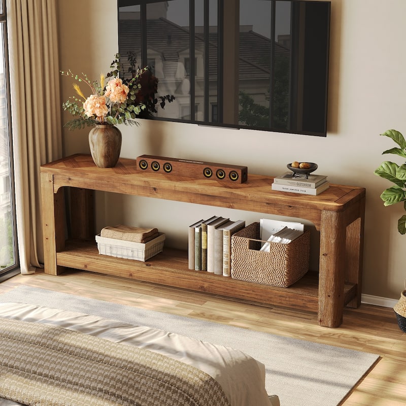 Solid Wood 63" TV Stands, Low Media Console Entertainment Center