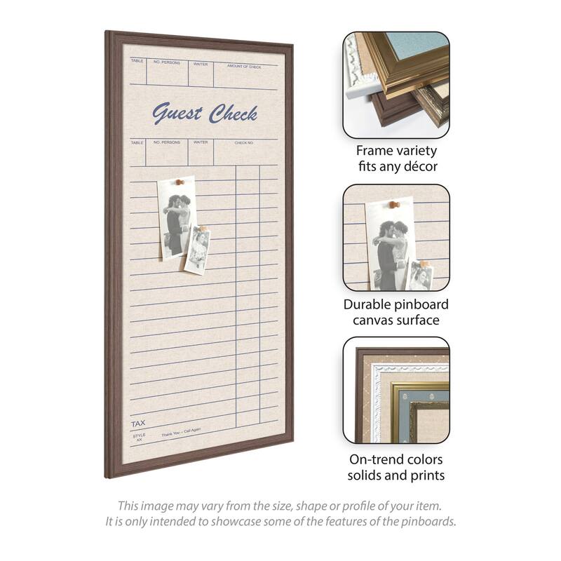 Kate and Laurel Framed Fabric Pinboard Linen Guest Check Wall Organization