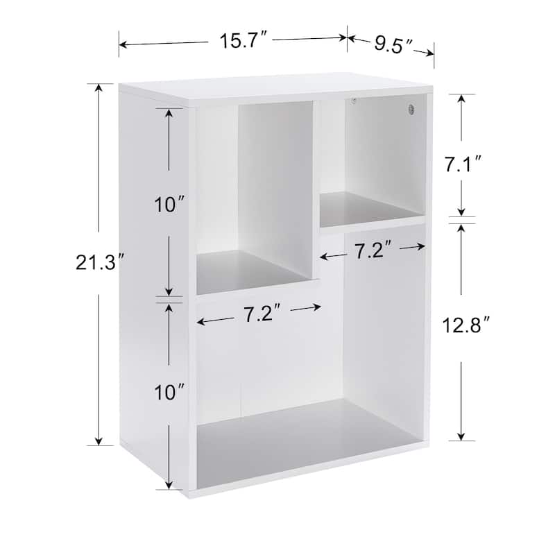 VECELO Widened Version，(Set of 2)2-Tier Three Open Cube Wooden Bookcase Organizer, Bookshelf, Book Storage