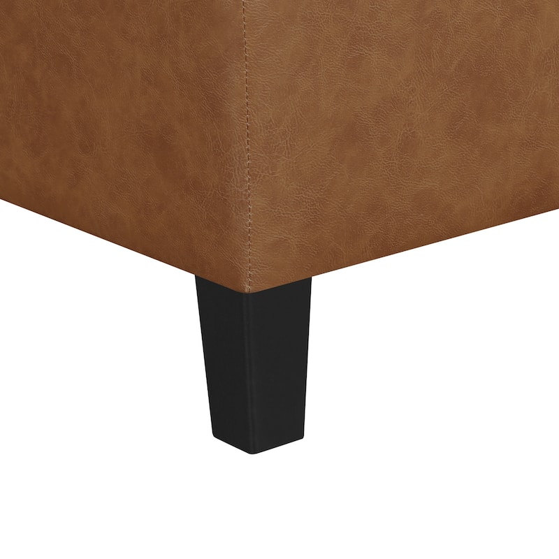 Adeco 50" Bonded Leather Storage Ottoman Bench