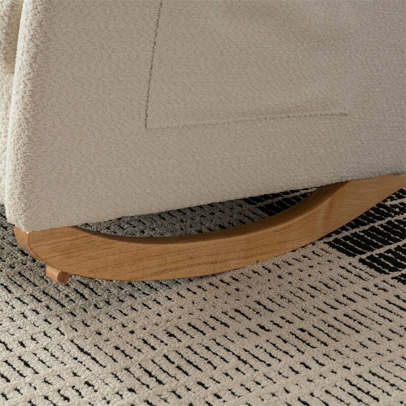 High Back Wood Rocking Chair with Footrest and Side Storage Pocket