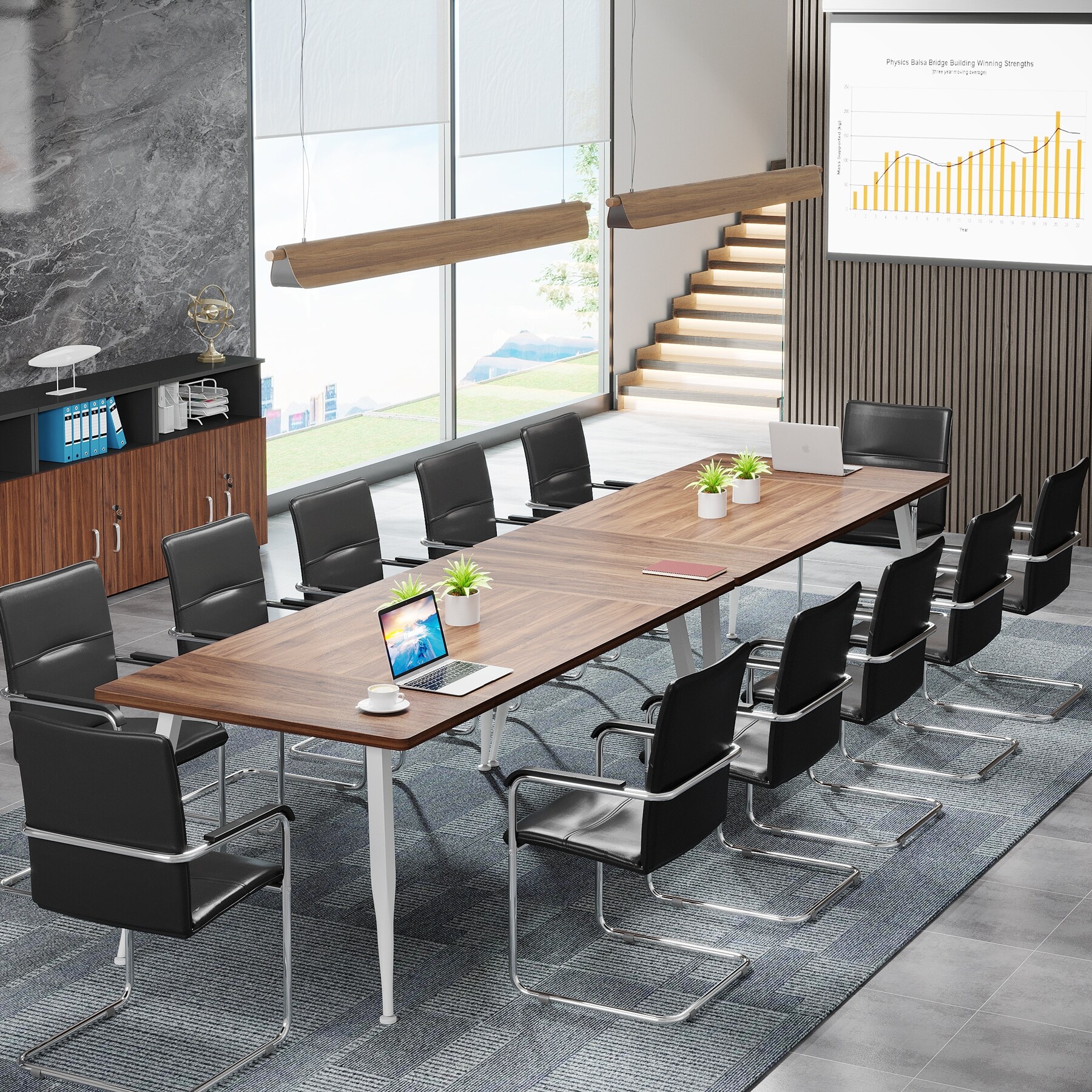 6FT Conference Table for 6 to 8 Large Modern Meeting Table N A Brown Black