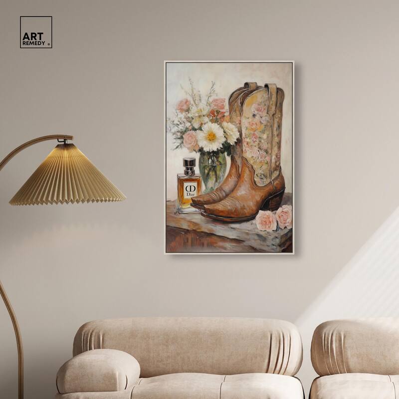 Delicate Floral Boots Canvas by Art Remedy