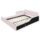 preview thumbnail 24 of 44, Full Size Velvet Upholstered Platform Bed w/ Bedside Desk & Stool, Mother & Child Platform Bed Frame w/ Footboard & Guardrail