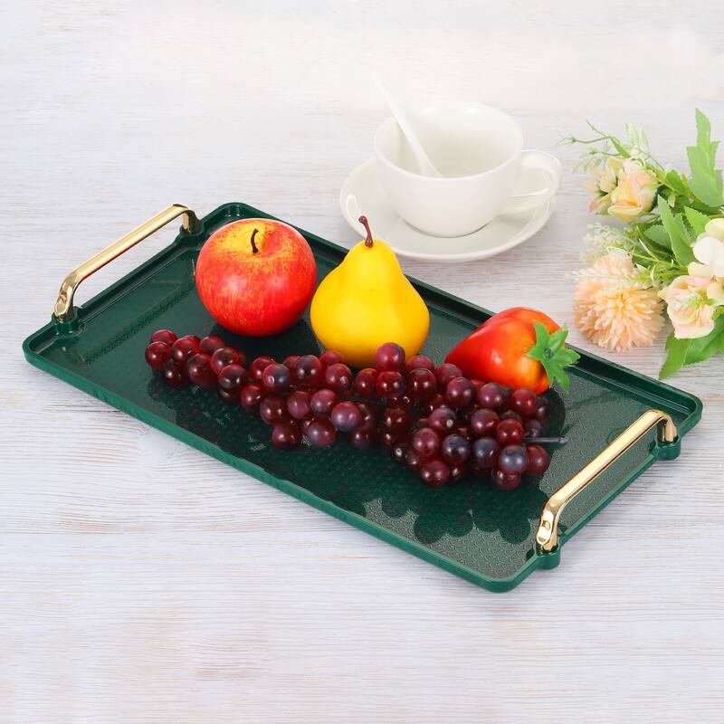 Plastic Serving Tray with Gold Handle, Decorative Tray Jewelry Platter
