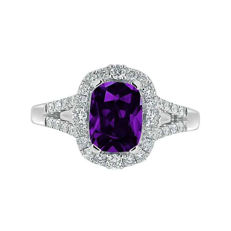 Auriya 1ct Cushion-cut Purple Amethyst Halo Diamond Engagement Ring 3/8cttw 14k Gold