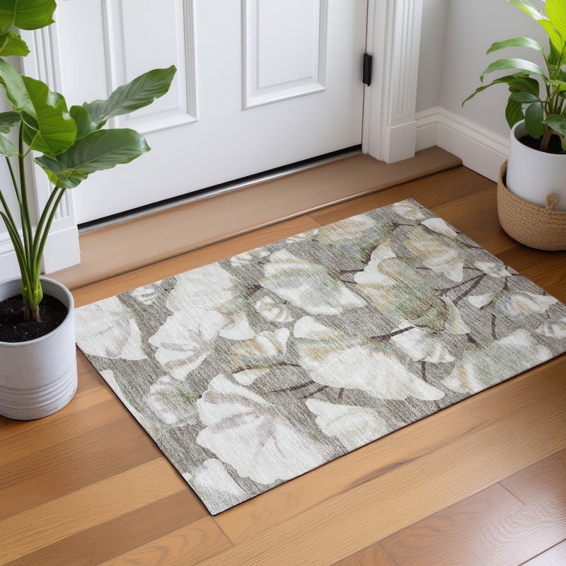 Machine Washable Indoor/ Outdoor Floral Love Chantille Rug