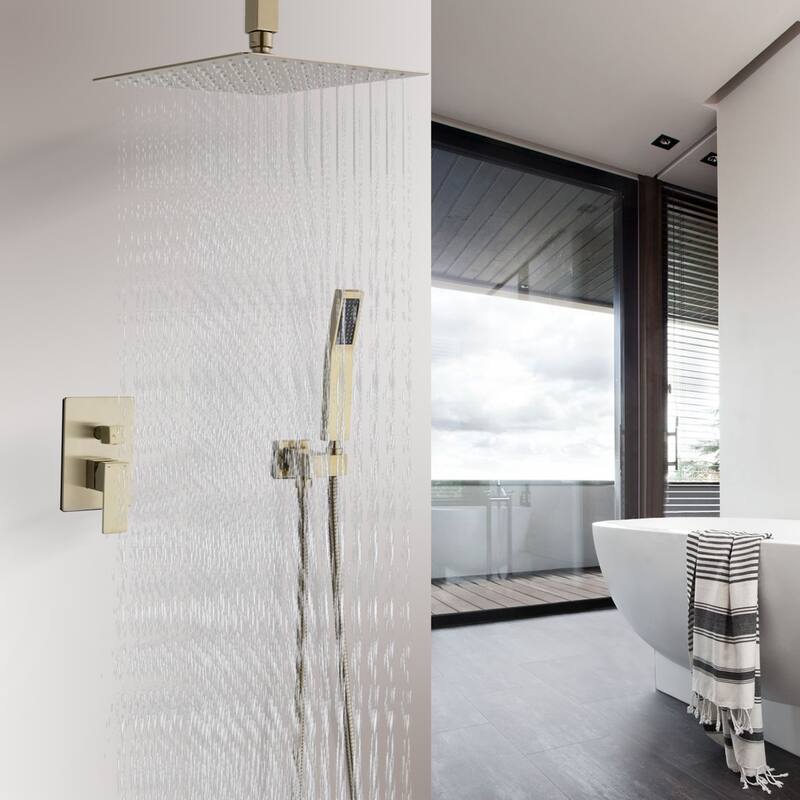 YASINU 2 Function Ceiling Mounted Square Rainfall Shower Head Bathroom Shower System Sets